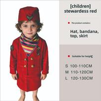 Childrens Halloween Flight Attendant Costume With Uniform Fabric For Kids Stage Play S