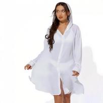2026 Women's Casual Solid Color Beach Bikini Swimsuit Cover-up with Sun Protection One Size