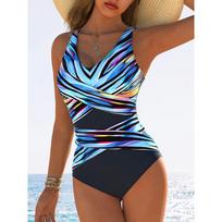 Vasarinis Seksualus Geometrinio Rašto Viengubas Maudymosi Kostiumas Slim Fit ir Liekninantis, Gilus U formos Nugaros Dizainas, Akį Traukiantis Madingas Maudymosi Kostiumas Paplūdimiui, Baseinui, Atostogoms S