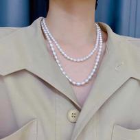 Multi-layer Freshwater Pearl Necklace for Women Superior Sense Folded Wind Sweater Chain for Weddings and Gifts 40cm/55cm