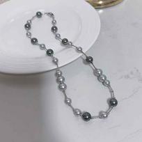 8-10MM Crystal Pearl Necklace Luxury Fine Beaded Imitation Tahitian Pearl 50cm Long Sweater Chain 40cm