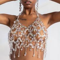 Fantasy Drop Razor Crystal Body Chain Top Women Handmade Sexy Harness Bra Chain Jewelry Accessories for Party Trendy