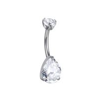 ASTM F136 Titanium Internally Threaded Round Drop CZ Navel Ring Belly Button Ring Navel Piercing Body Piercing Jewelry TRENDY&1.6x10+4+6