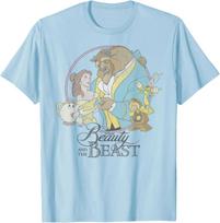 Hot Fashion Casual Disney Beauty and The Beast Classic Group Shot T-Shirt S-4XL Four Seasons XXL