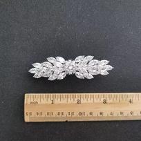 SLBRIDAL Prabangus Madingas Žnyplėmis Įtvirtintas Kubinis Cirkonis Vestuvinis Šukos Vestuvinės Galvos Puošmenos Moterims Mergaitėms Papuošalai Plaukų Aksesuarai Hair Clip sidabras