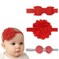 ANNA CREATIONS 3 Pcs Baby Headbands Super Soft Stretchy Multicolor Flower & Bow Hair Bands Head Wrap Hair Accessories for Baby Girls Newbrons infants
