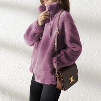 Women's Plus Size Double-Sided Fleece Stand Collar Hoodie Jacket Extra Large