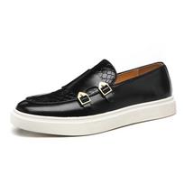 Britų Retro Mada Vyriški Juodi Rudi Lygūs Odiniai Batai Su Sagtymis Laisvalaikio Mokasinai Formalūs Avalynė Zapatos Hombre 46 juoda