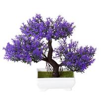 Ryškių spalvų dirbtinis augalas bonsai netikras augalas gėlė vazoninis mažas medis violetinė