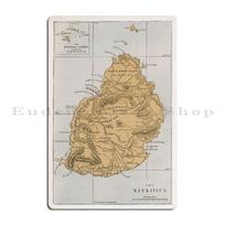 Vintage Mauritius Map 1862 Metal Sign Party Wall Mural Iron Wall Decor Club Tin Sign Poster 20x30cm