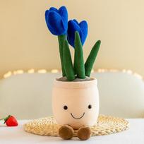 Simulation plant tulip doll smiley face succulent plush toy green plant ornament grab machine gift home jewelry 33cm