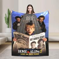 Home Alone  Merry Christmas  Blankets  Picnic Flannel Throw Blanket For Outdoor Warm Soft Custom Quality Bedspread Gift Idea 75x90cm