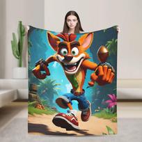 Soft Warm BlanketStudents Decorative Crashs Bandicoots Throw Blanket  Flannel Bedspread For Living Room Aesthetic Sofa Bed Cover 75x90cm blue