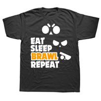 Casual Wear Eat Sleep Brawl Repeat Gamer Mobile Game Brawl with Stars T-Shirt Graphics Fitted T Shirts Women Men Clothing Top S juoda