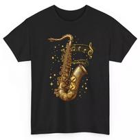 Music Notes Musician Saxophone T-shirt Jazz Saxophonist Graphic Tee Unisex T-Shirt XXXL