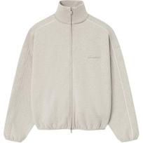Fear of God Essentials Modern Fleece Track Jacket With Piping Heather Stone/Cloud White Men Outerwear Grey 202SP256892F XL
