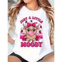 Cute Cow Blowing Bubble Gum T-Shirt S