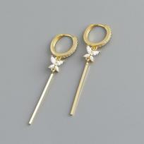 Elegant Gold Tone Butterfly Drop Earrings With Tassel Detail Sterling Hypoallergenic Fashion Jewelry Women 925 Sterling Silver