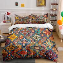 Colorful Geometric Floral Bedding Set Bedding set (1 duvet cover, 2 pillowcases, duvet not included) 135x200cm