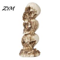 Stacked Skull Heads Statue Statue, Gothic Resin Figurine, See Speak Skulls Decor Hear No Evil Sculpture for Halloween Table Decoration Aged Texture Skull
