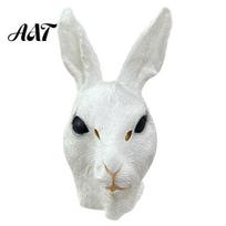 Eco-friendly Soft Latex Masque Rabbit Head for Adults, Realistic Bunny Hood, Lightweight Party Performance Halloween Animal Costume Carnival