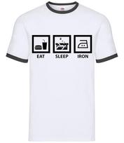 Eat Sleep Iron - Mens Ringer - Ironing Jobs Cleaning Housewife Funny S