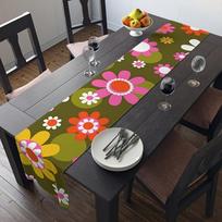 Retro Pop Art Floral Table Runner, Creative Dining Table Decor, Long Tablecloth for Dining Room & Coffee Table 40x140cm