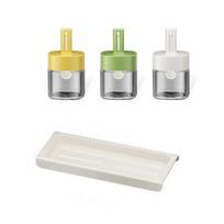 Moisture-Proof Salt Storage Box Sealed Spice Jar Food-grade Glass Seasoning Bottle  Pantry Three Color