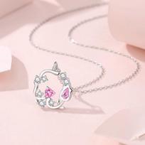 New Arrival Women's Fine Pendant Necklace 925 Silver Hypoallergenic Non-Tarnish Lucky Wreath Sweater Clavicle Chain Rose Flower about 17.71inches