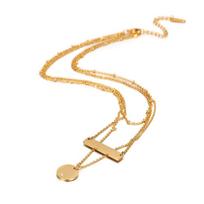 Cross-Border Geometric Metal Sequin Choker Trendy Multi-Layer Short Necklace with Butterfly Shape Stainless Steel Jewelry 18inches