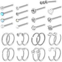 New fashionable nose nail set with multiple pieces of nose rings suitable for men and women, sparkling zircon puncture jewelry