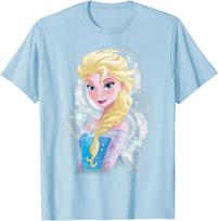 Hot Fashion Casual Disney Frozen Elsa Snowflake Swirls Princess Pose T-Shirt S-4XL Four Seasons L