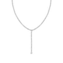 Y formos nerūdijančio plieno ilgas grandinėlės karoliai su kubinio cirkonio kutu CZ cirkonio deimanto teniso karoliai 18inches&necklace sidabras