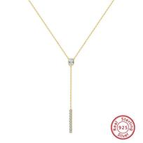 Factory  925 Sterling Silver Zircon Drop Tassel Y-shape Necklace for Women Daily Wear Stackable Necklace Fine Jewelry