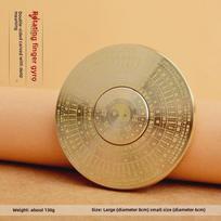 Retro žalvarinis mini kompasas ir Bagua giroskopas su rankena 6cm Compass