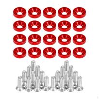 20 Pieces Plate Screws Fasteners Car Tag Fastener Rustproof Universal M6x20mm with Washers raudona