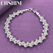 CHSHINE Fine 925 Sterling Silver Geometry Bracelet for Women Wedding Bead Chain Fashion Jewelry 20cm