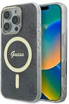 Guess GUHMP16LH4STK Apple iPhone 16 Pro 6.3″ juodos spalvos kietas dėklas IML 4G MagSafe