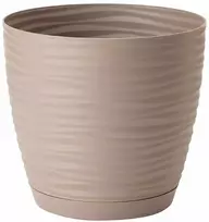 FORM PLASTIC Gėlių vazonas SAHARA su padėklu 23 cm, tams. rudas