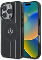 Mercedes MB Double Layer Crossed Lines MagSafe Apple iPhone 16 Pro Case - dėklas telefonui juodos spalvos