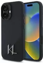 Karl Lagerfeld KLHMP16SSCMKMPCK Apple iPhone 16 6.1" dėklas telefonui juodos spalvos Silikoninis Shadow Metal Initial MagSafe