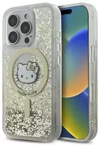 Hello Kitty HKHMP16LLGDIH Apple iPhone 16 Pro 6.3″ baltos spalvos auksinis kietas dėklas Liquid Glitter Fever M