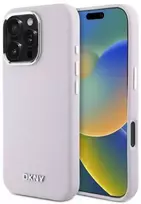 DKNY DKHMP16LSMCHLP Apple iPhone 16 Pro 6.3″ rožinės spalvos kietas dėklas Liquid Silicone Small Metal Logo MagSa
