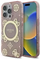 Guess GUHMP16LH4PYEEP iPhone 16 Pro 6,3″ rožinės spalvos kietas dėklas IML Peony On 4G Background MagSafe