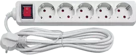 Besk Prailginimo laidas 5 lizdai 5m su jungikliu įžeminimu 3x1,0mm² Balta