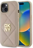 Dėklas DKNY DKHCP15SPQDSLE Apple iPhone 15 6.1" smėlio spalvos su dygsniuotu logotipu