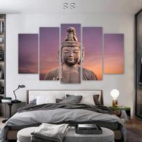 5 Panels Buddha Sculpture Canvas Prints Decorative Posters Modern Zen Paintings Home Decor Wall Art Pictures for Living Room 20x35 20x45 20x55cm