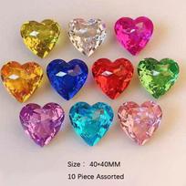 10Pcs 40Mm Heart Large Plaything Gems Pirate Treasure Jewels Party Favors Goodie Bag Fillers Gifts For Birthday Christmas Halloween