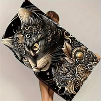 Black Lion And White Tiger Printed Quick-Dry Bath Towel for Women Suitable for Sports Beach And Swimming Pool Use W30*H60(CM)
