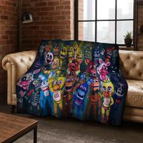 3D F-FNAF Game Cartoon Flannel Blanket Soft Warm Throw Blanket for Bed Bedroom Room Living Room Travel Camping Picnic Gift 75x90cm